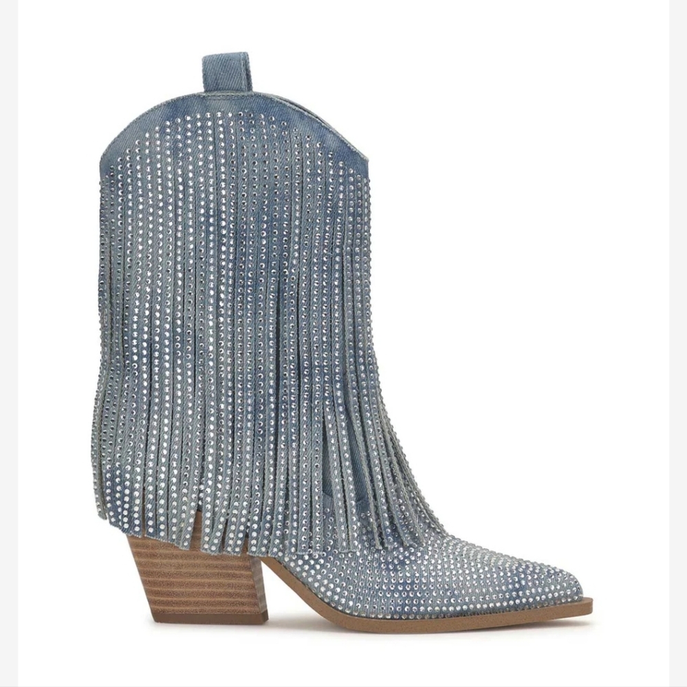 Jessica Simpson Women's Paredisa Fringe Cowboy Booties sz 7